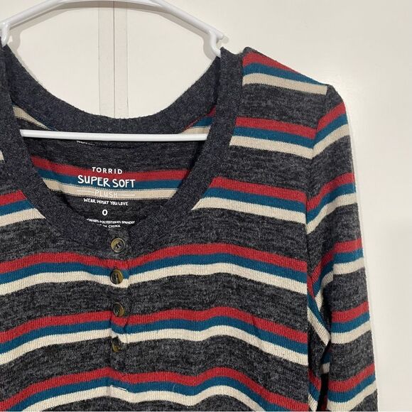 Torrid Super Soft Plus Striped Crewneck Sweater - Picture 3 of 4